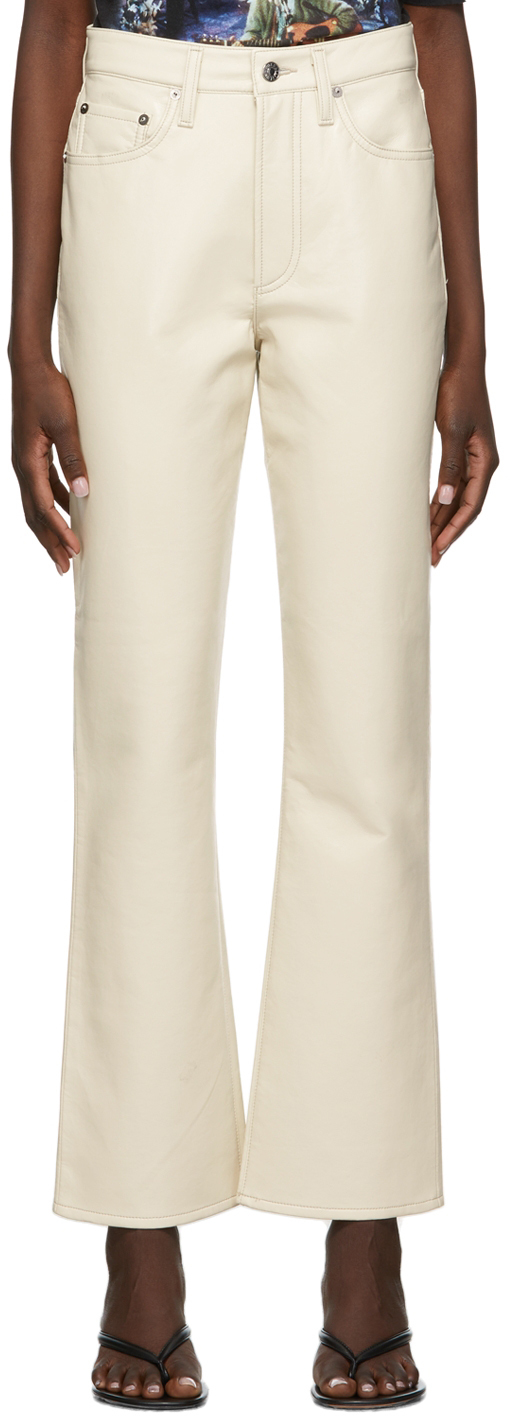 AGOLDE Beige Relaxed Recycled Leather Trousers