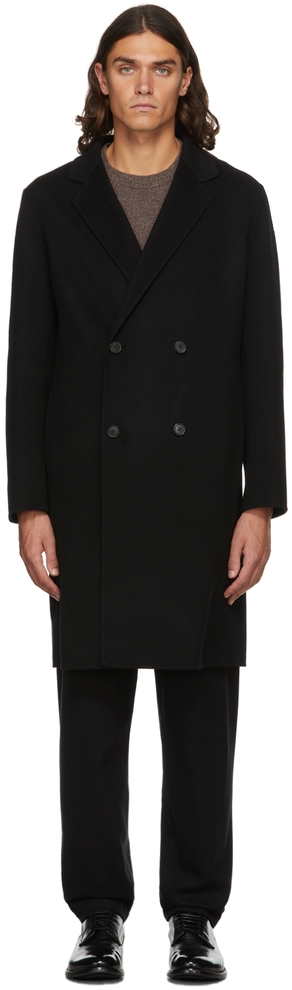 Black Double-Face Suffolk Coat by Theory on Sale