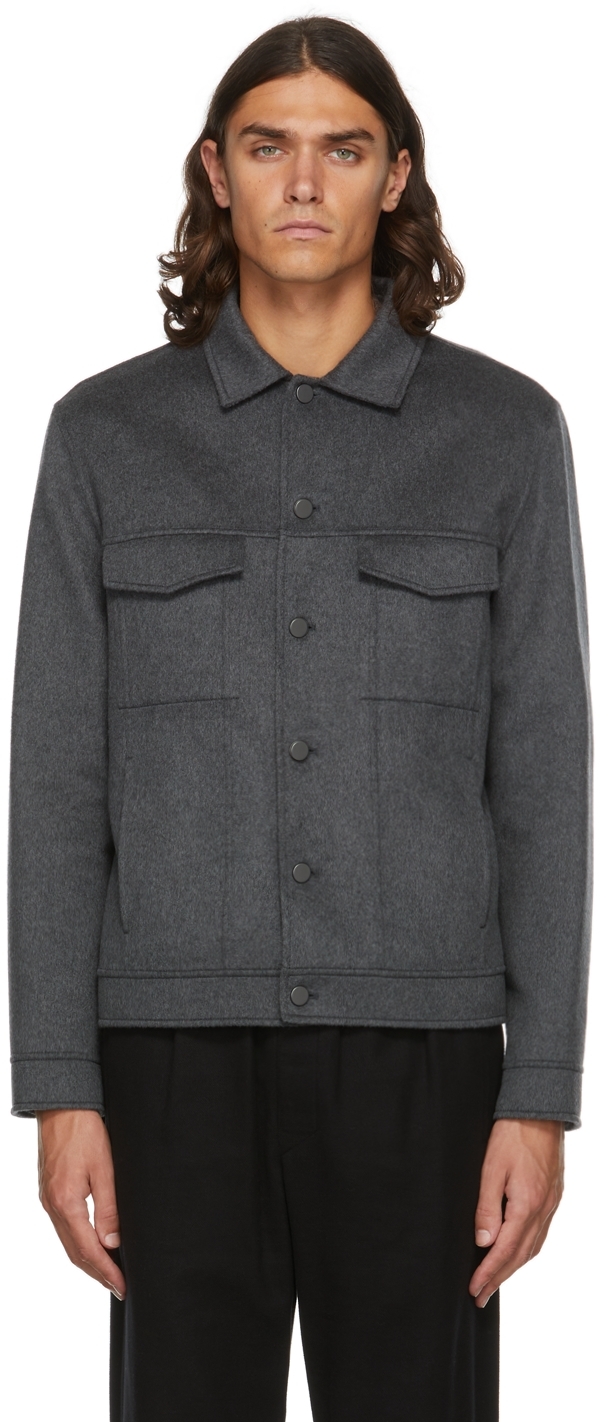 Theory Grey Wool Trucker Jacket | Smart 