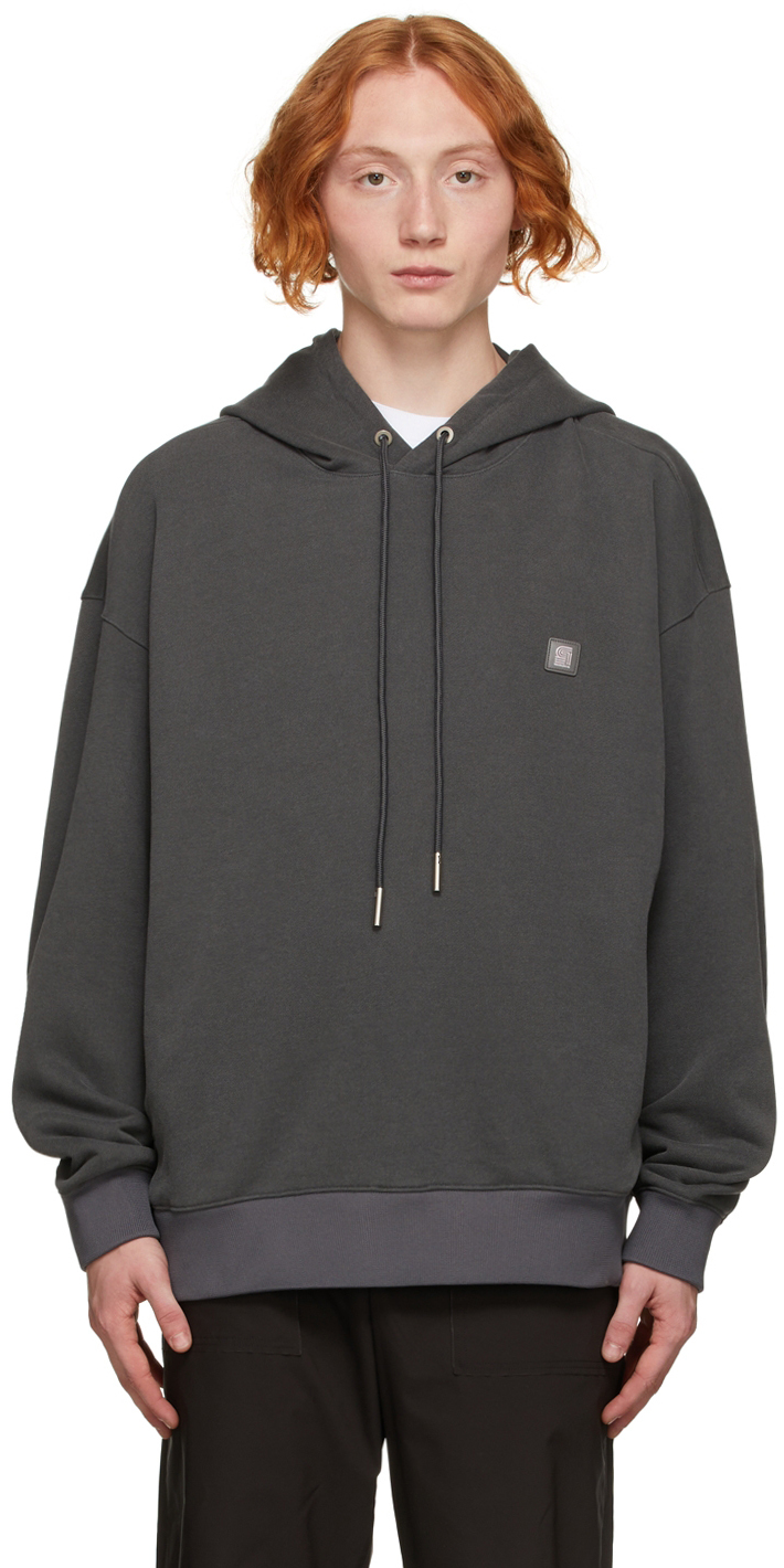 Solid Homme: Grey Graphic Hoodie | SSENSE