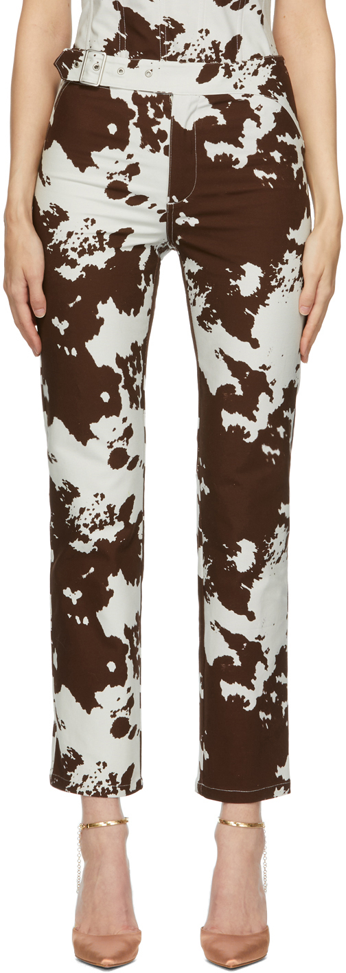Miaou Brown Cow Print Lou Trousers