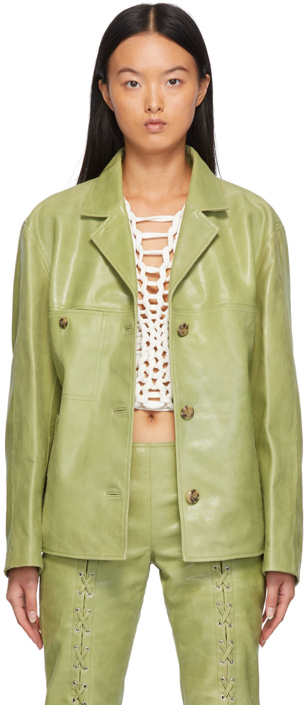 green leather blazer