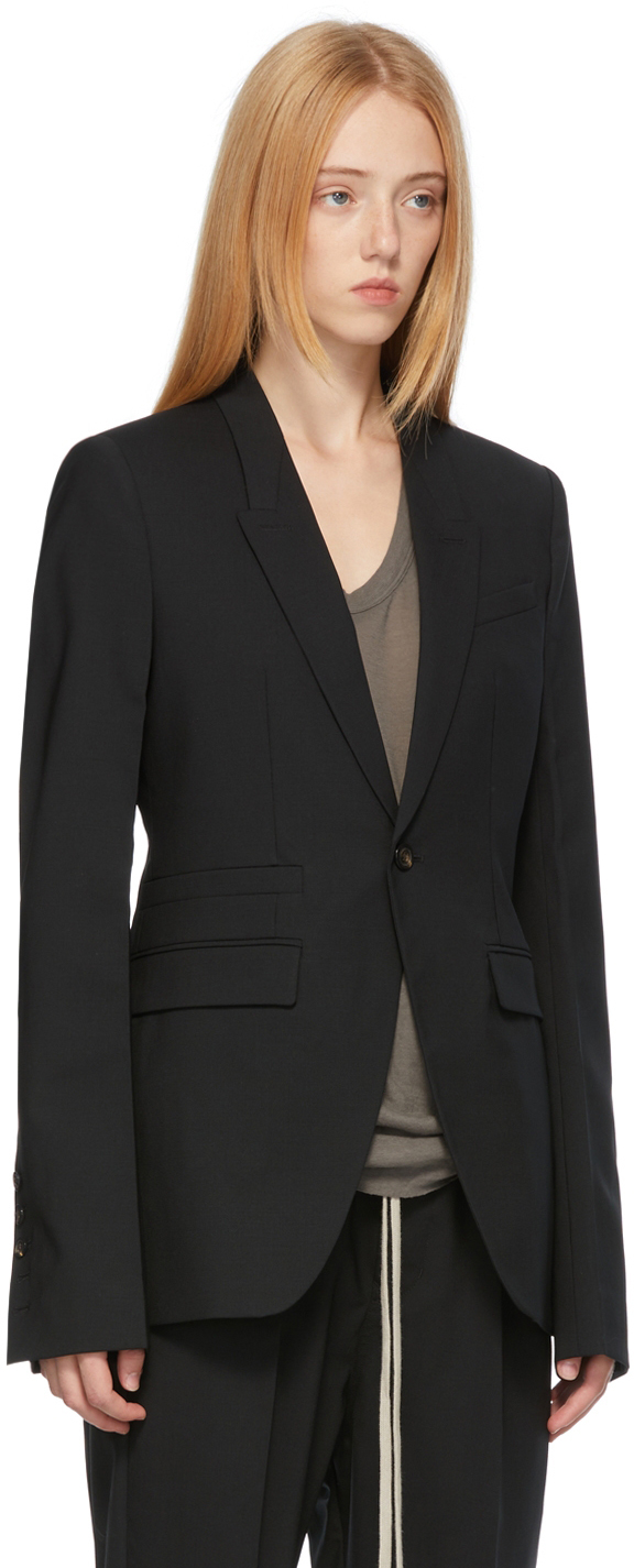 Rick Owens Black Soft Soft Tatlin Lapel Blazer Rick Owens