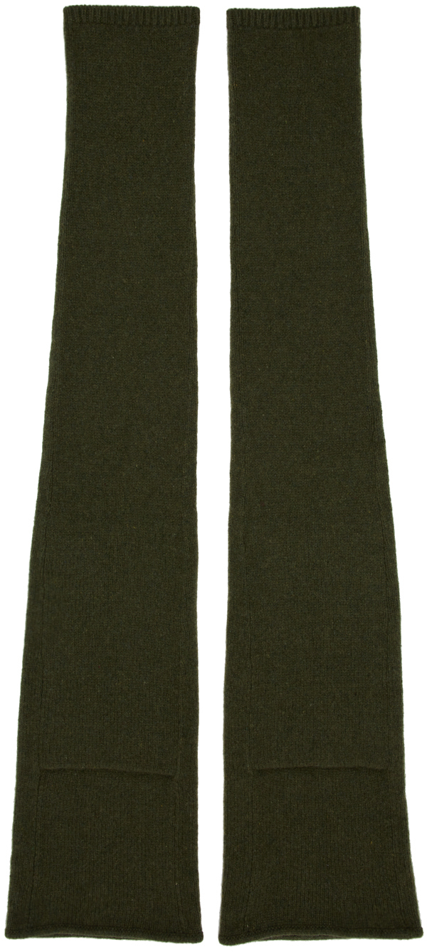 Rick Owens Green Cashmere Arm Warmers In 15 Green