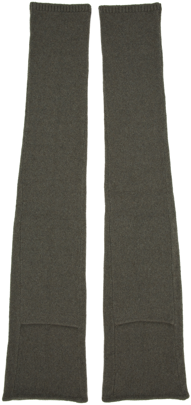 Rick Owens Grey Cashmere Arm Warmers In 34 Dust