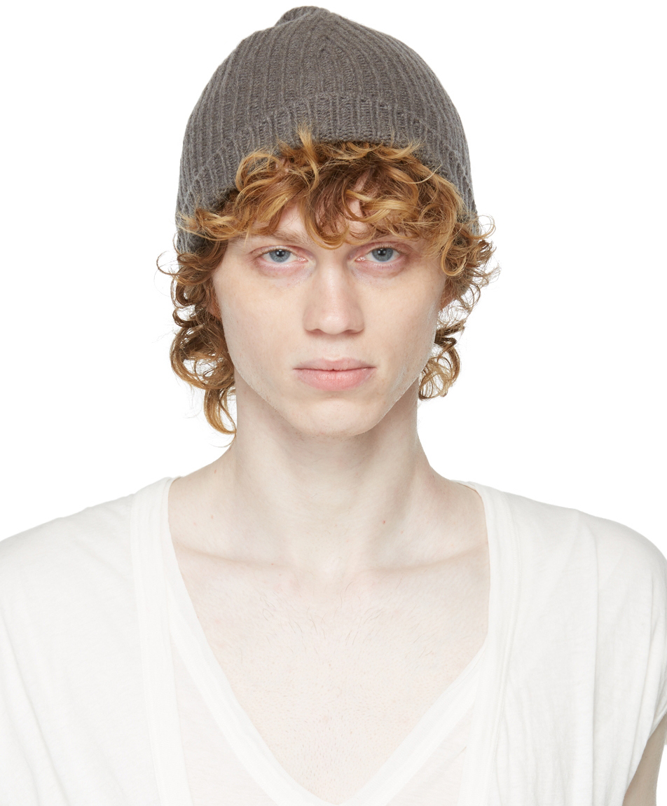 Rick Owens Grey Cashmere Beanie | Smart 
