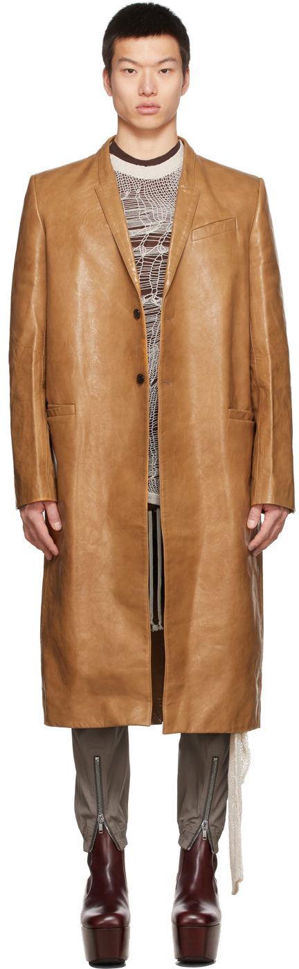 Rick Owens Tan Soft Calf Leather Jacket
