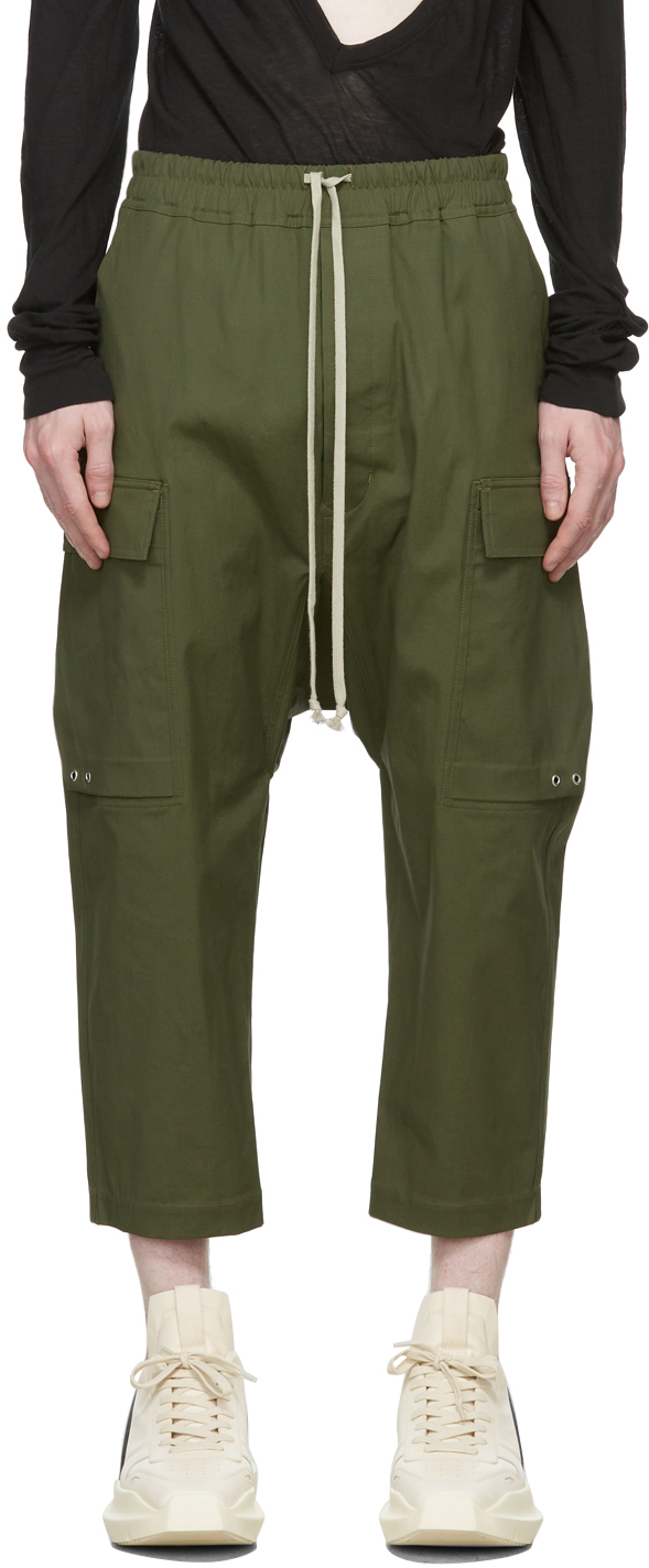 Rick Owens Green Cropped Cargo Pants | Smart Closet