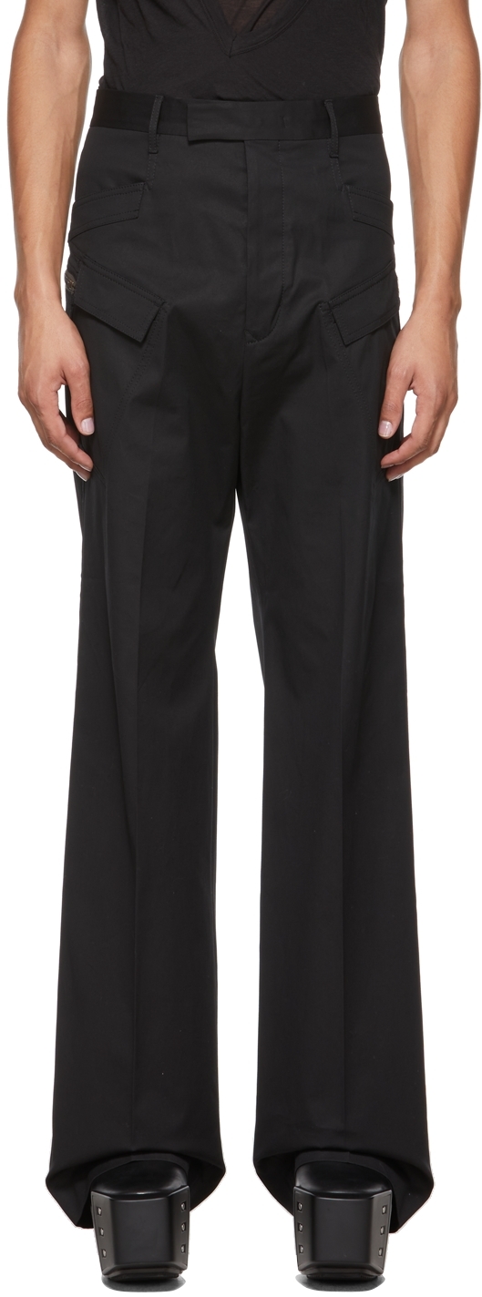 Rick Owens: Black Flat Cargo Security Pocket Trousers | SSENSE UK