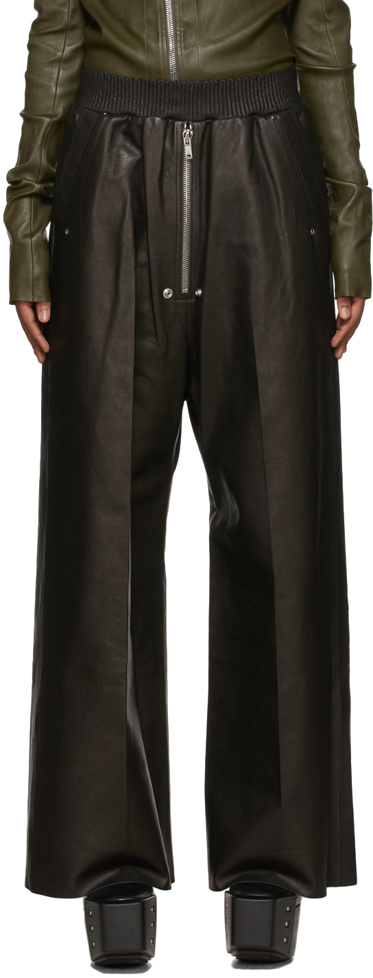 Rick Owens Green Leather Geth Belas Trousers | Smart Closet