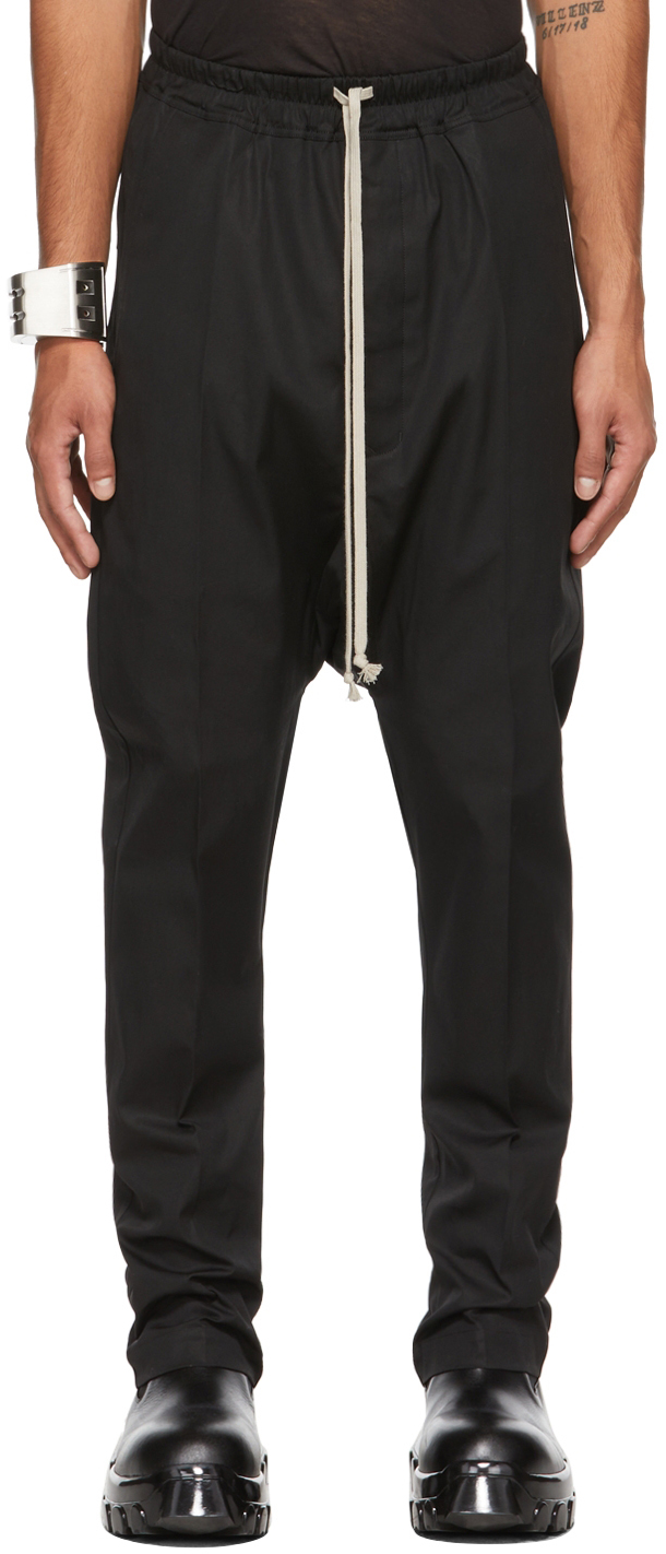 Rick Owens Black Drawstring Long Trousers | Smart Closet