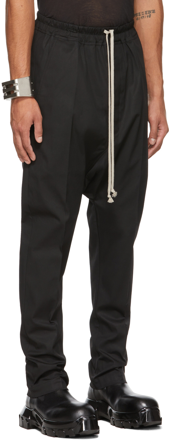 Rick Owens Black Drawstring Long Trousers | Smart Closet