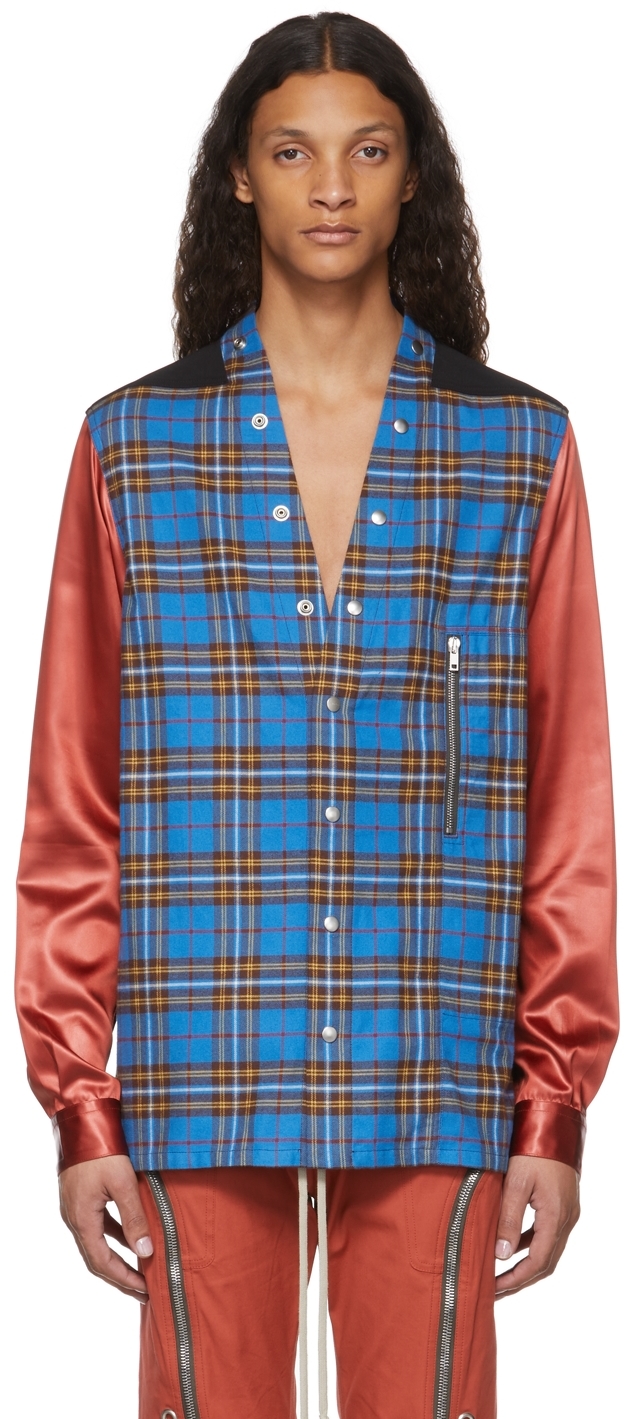 Rick Owens Blue Plaid Larry Shirt | Smart Closet