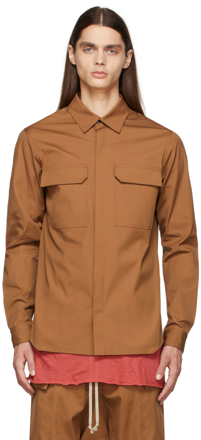 Tan Work Shirt by Rick Owens on Sale