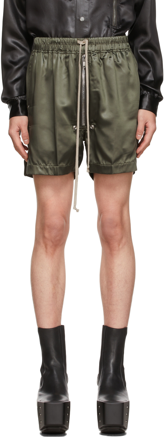 Rick Owens Green Satin Liquid Latex Bela Boxers Shorts | Smart Closet