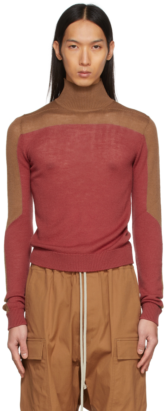 Red & Tan Block Turtleneck