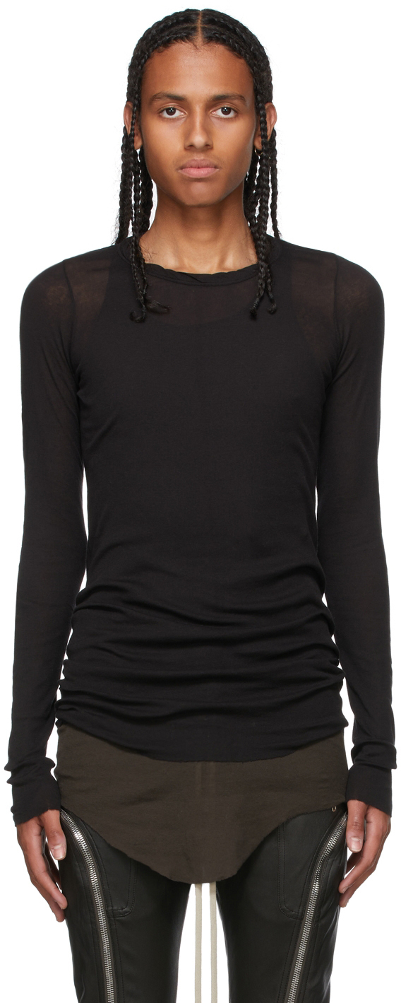 Rick Owens Black Rib Long Sleeve T-Shirt | Smart Closet