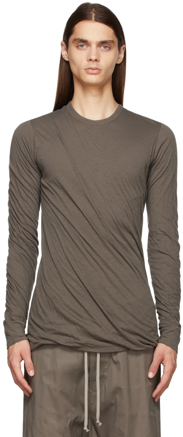Rick Owens Taupe Double Long Sleeve T-Shirt