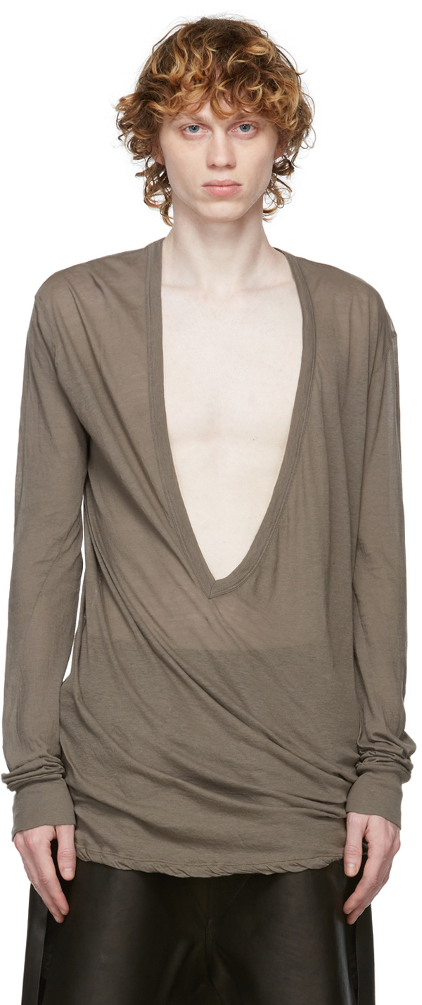 Rick Owens Taupe Dylan Long Sleeve T-Shirt | Smart Closet