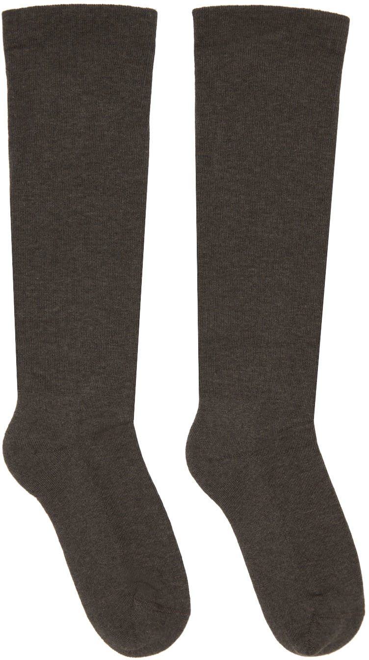 Rick Owens: Taupe Logo Socks | SSENSE