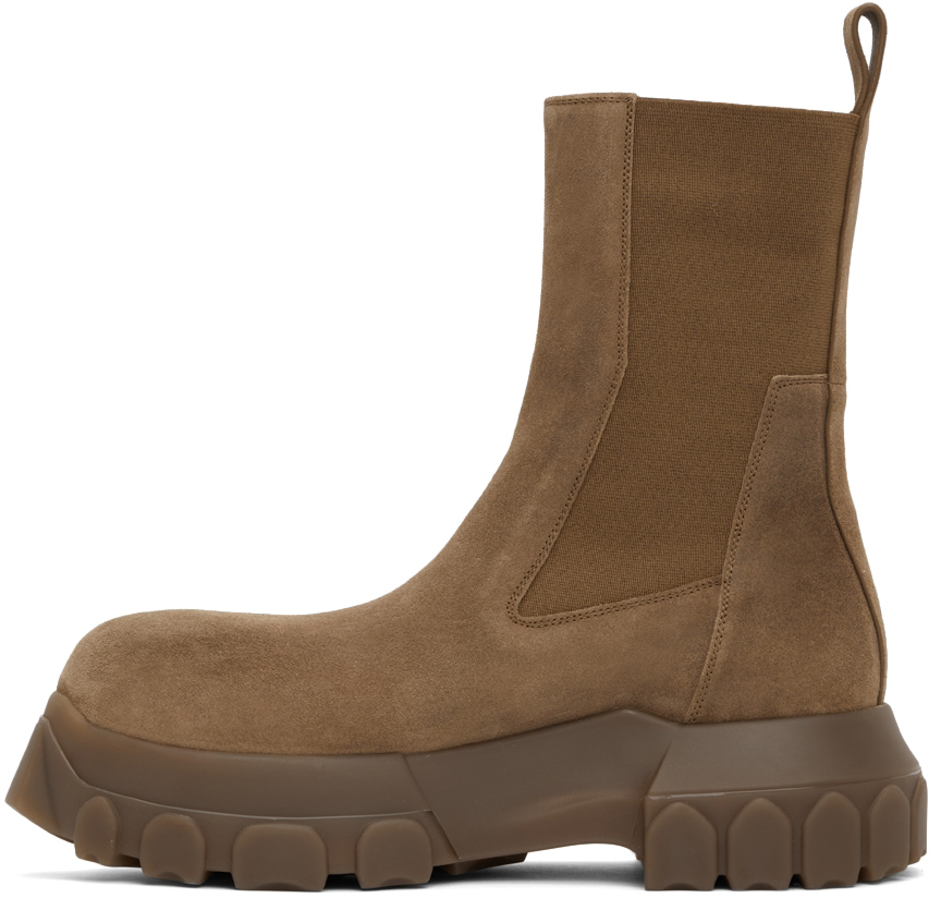 Rick Owens Brown Suede Beetle Bozo Tractor Boots | Smart Closet