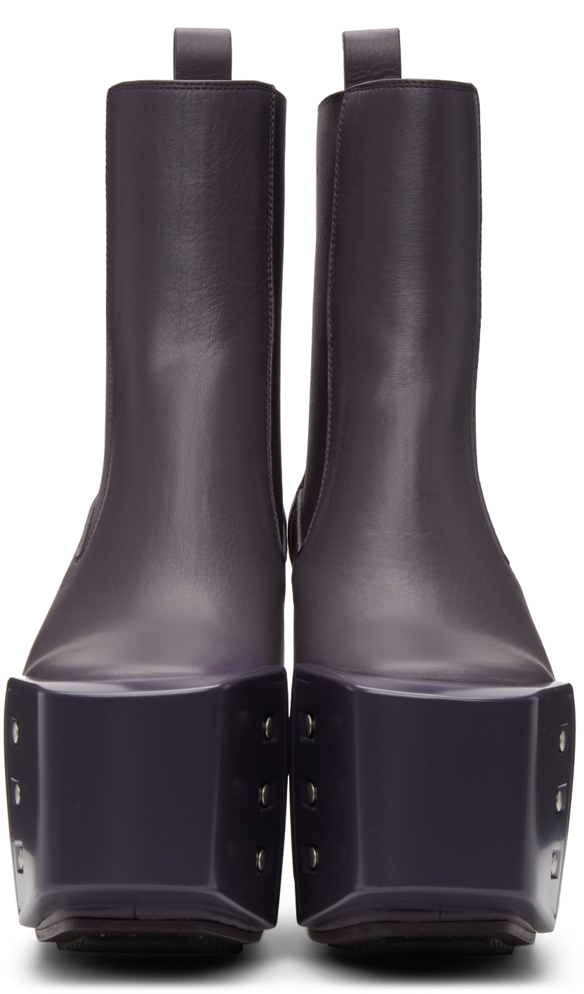 Rick Owens Purple Beveled Platform Boots | Smart Closet