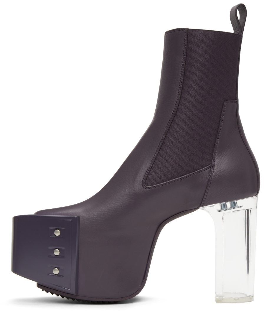 Rick Owens Purple Beveled Platform Boots | Smart Closet