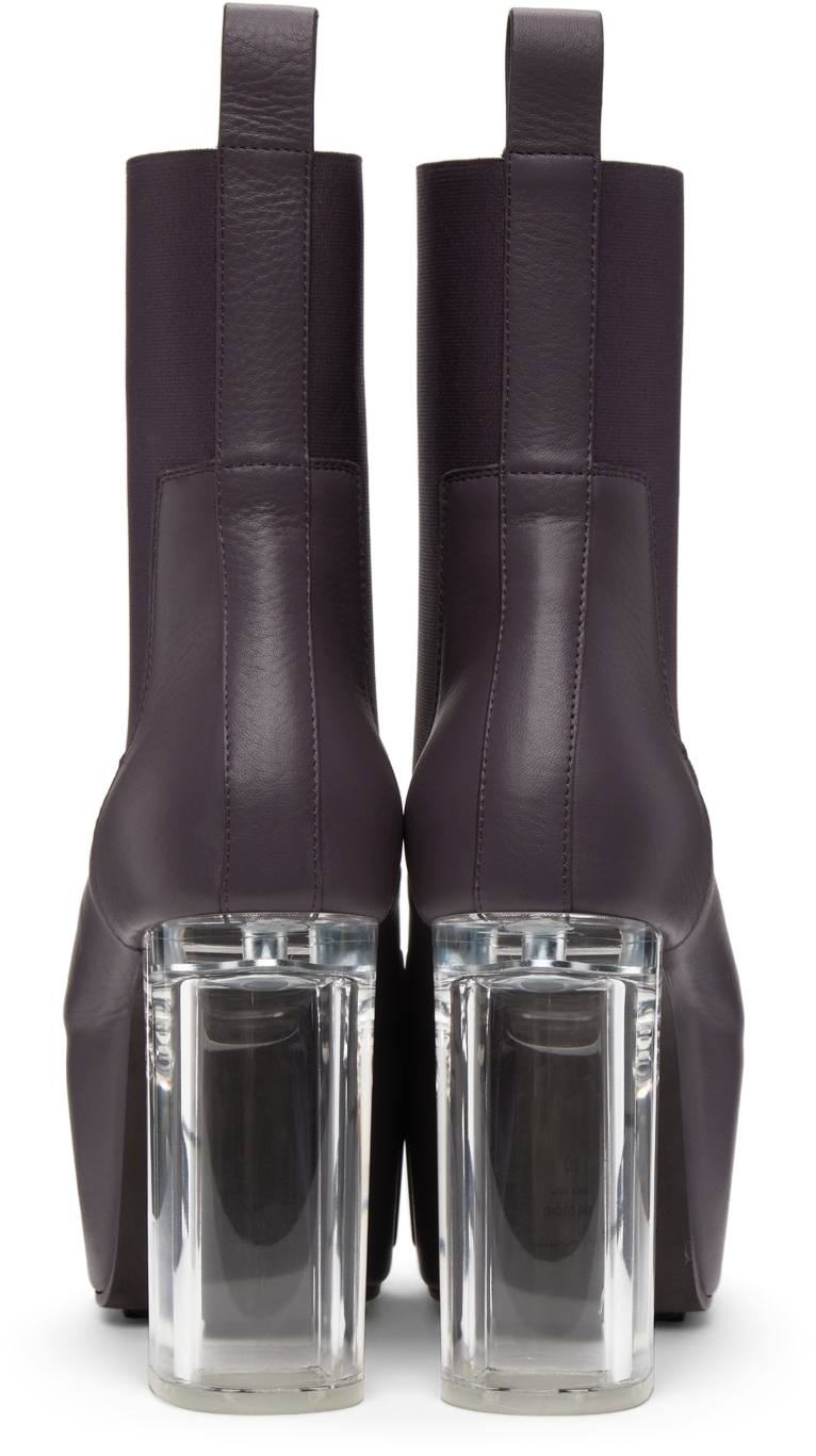 Rick Owens Purple Beveled Platform Boots | Smart Closet