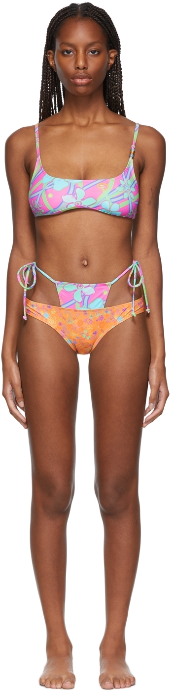 Collina Strada SSENSE Exclusive Pink & Orange Butterfly G-String Bikini