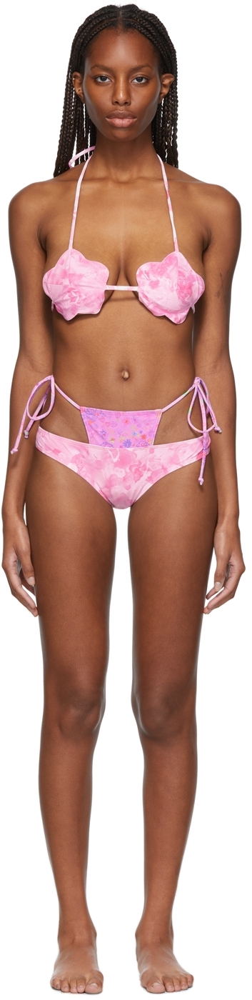 Collina Strada SSENSE Exclusive Pink Flower G-String Bikini