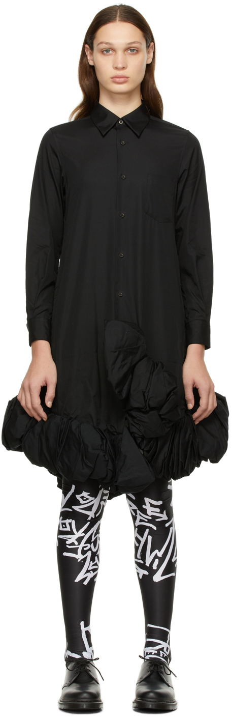 Black Cotton Broad Ruffle Dress by Comme des Garçons on Sale