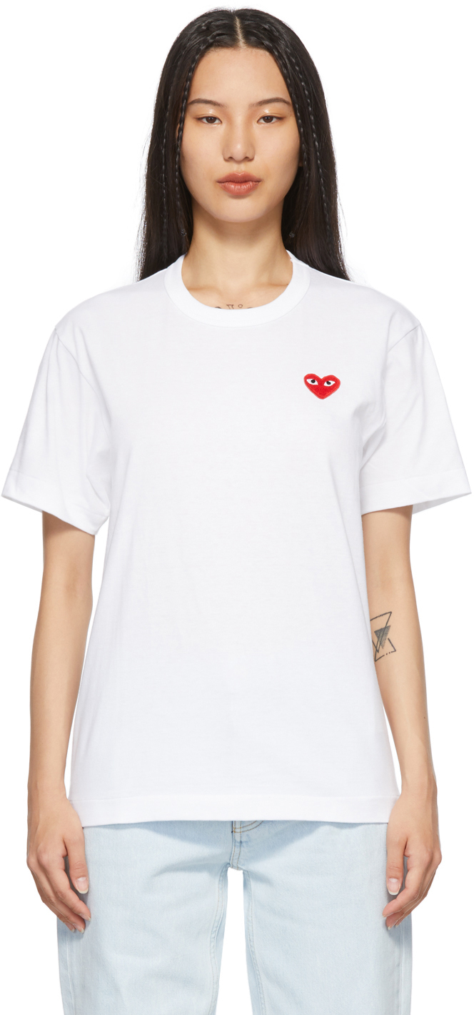 Comme des Garçons Play: ホワイト Heart T シャツ | SSENSE 日本