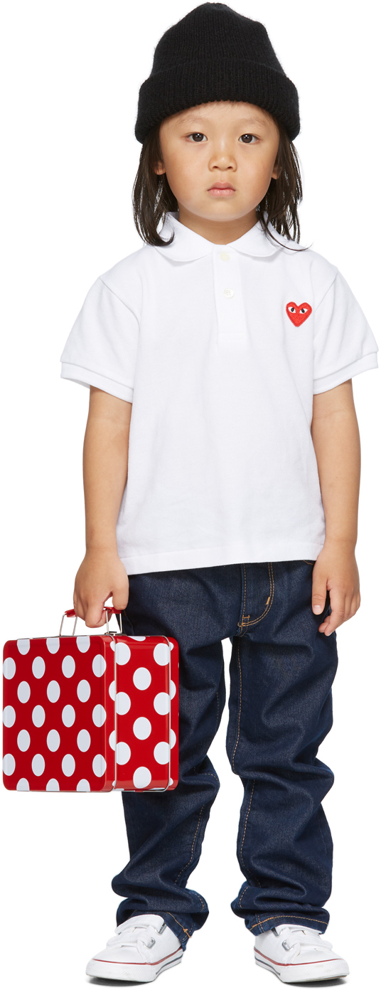 絶賛 ポロシャツ キッズ 女の子 Comme Des Garcons Play Kids Embroidered Heart Polo Shirt Blue 残りわずか 在庫限り超価格 Talentpop Co