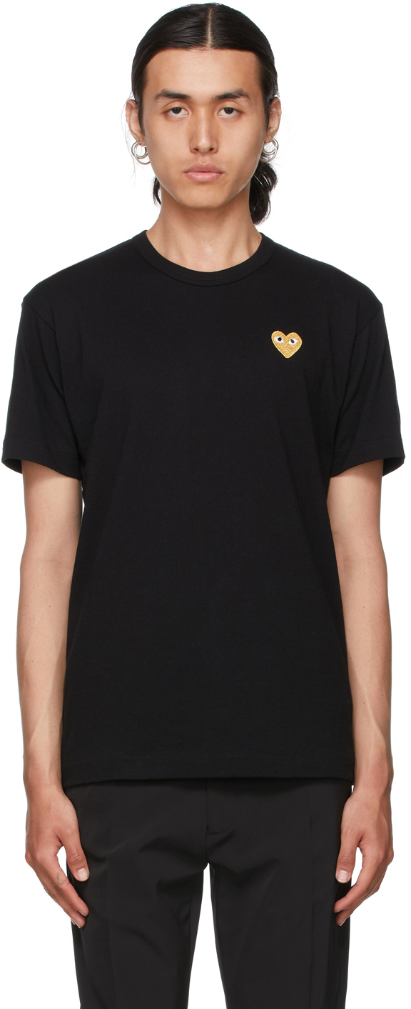 Comme des Garçons Play Black & Gold Heart Patch T-Shirt