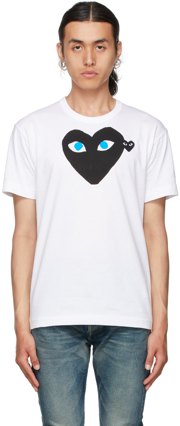 COMME des GARÇONS PLAY: White & Black Big Heart T-Shirt | SSENSE