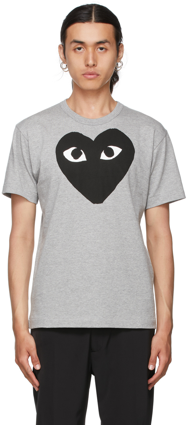 Grey & Black Big Heart T-Shirt