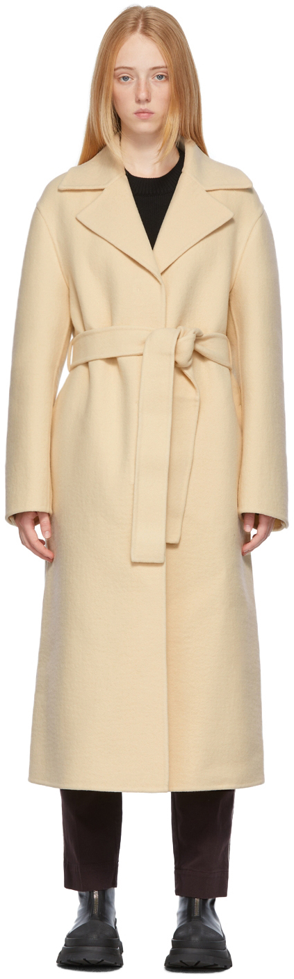 Jil Sander: Off-White Virgin Wool Double Washed Coat | SSENSE