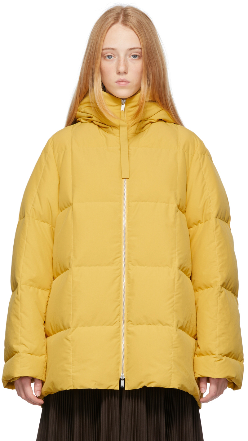 Jil Sander: Yellow Down Quilted Jacket | SSENSE