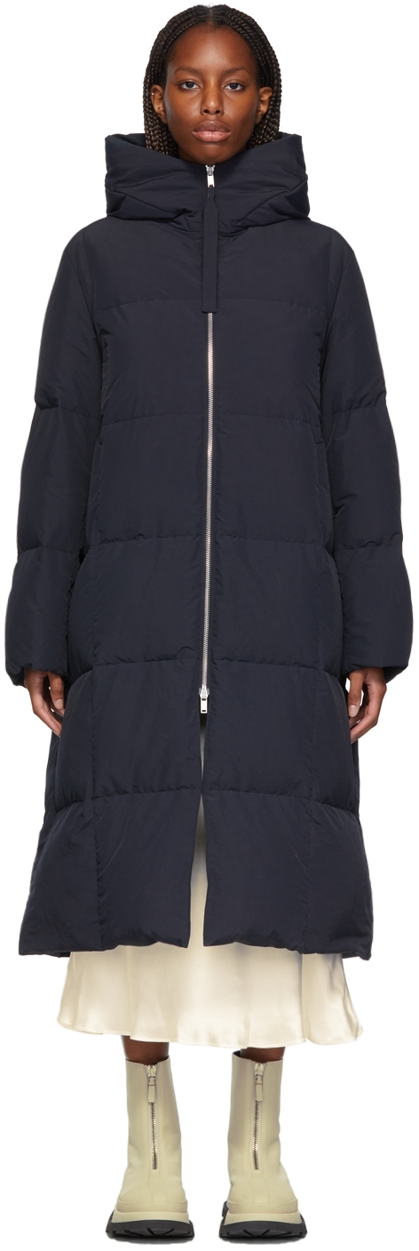 Jil Sander Navy Down Quilted Long Coat