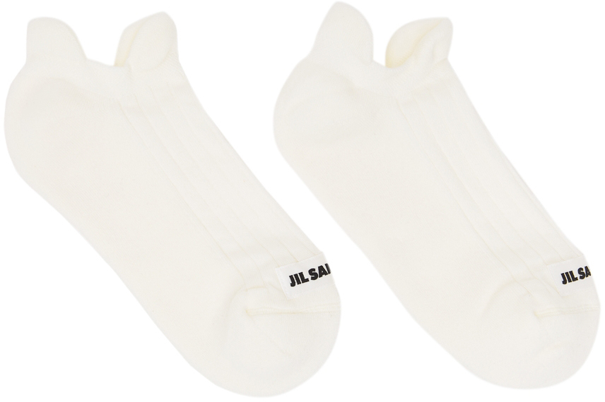 Jil Sander White Rib Knit Ankle Socks