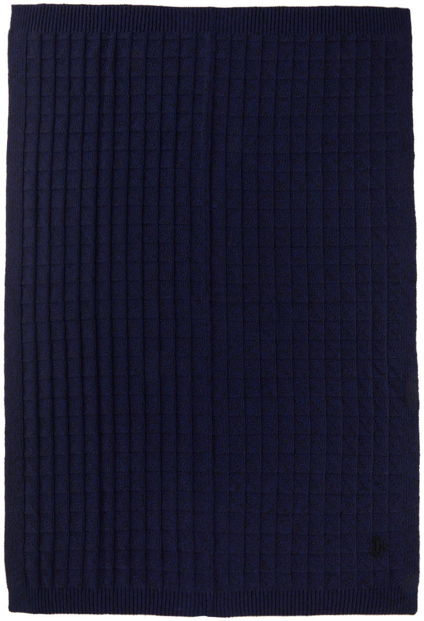 Jil Sander Ssense Exclusive Navy Chunky Mouline Textured Blanket In 460 Open Blue