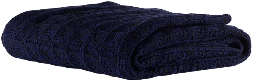 Jil Sander Ssense Exclusive Navy Chunky Mouline Textured Blanket In 460 Open Blue