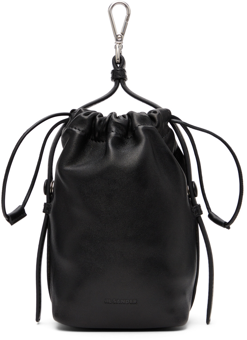 black drawstring evening bag