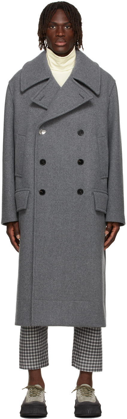 Jil Sander: Grey Wool Military Coat | SSENSE
