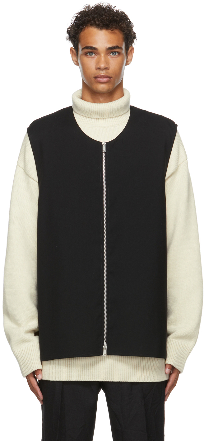 Jil Sander Black Wool Gabardine Vest | Smart Closet