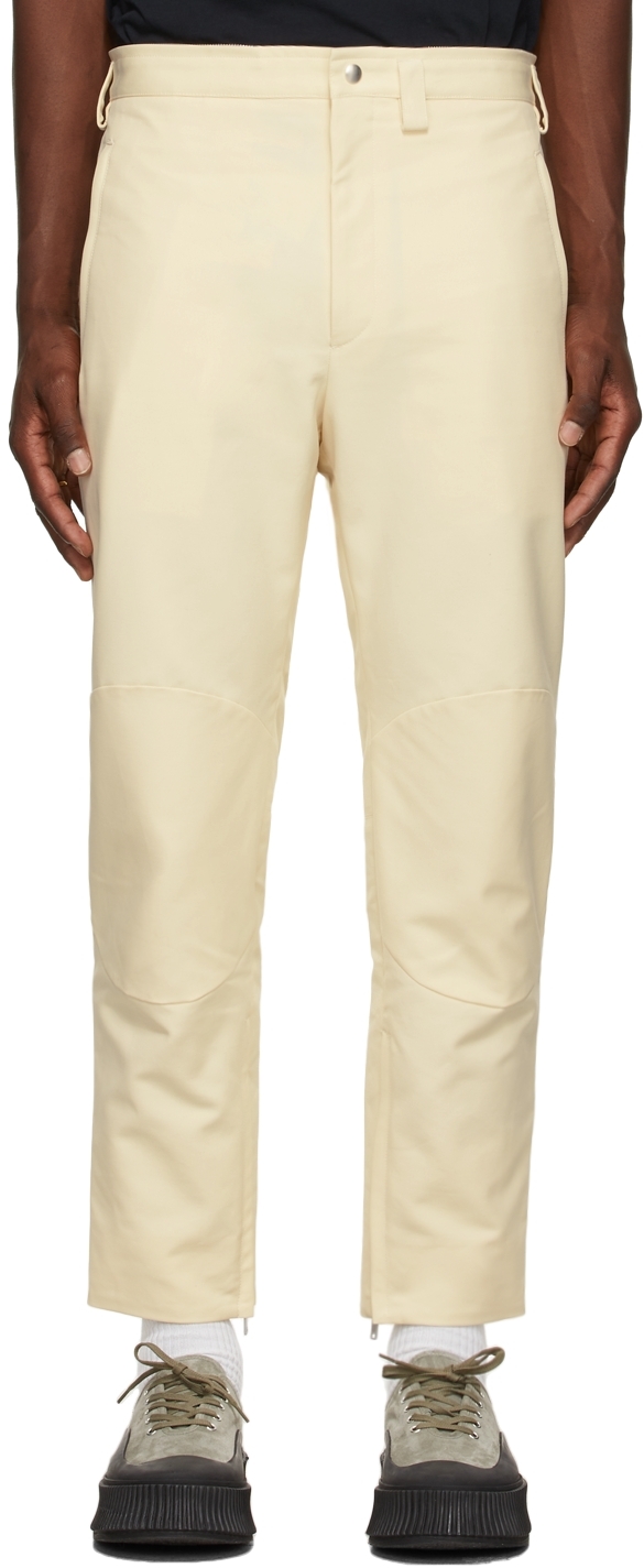 Off-White Cotton Zipped Ankle Trousers