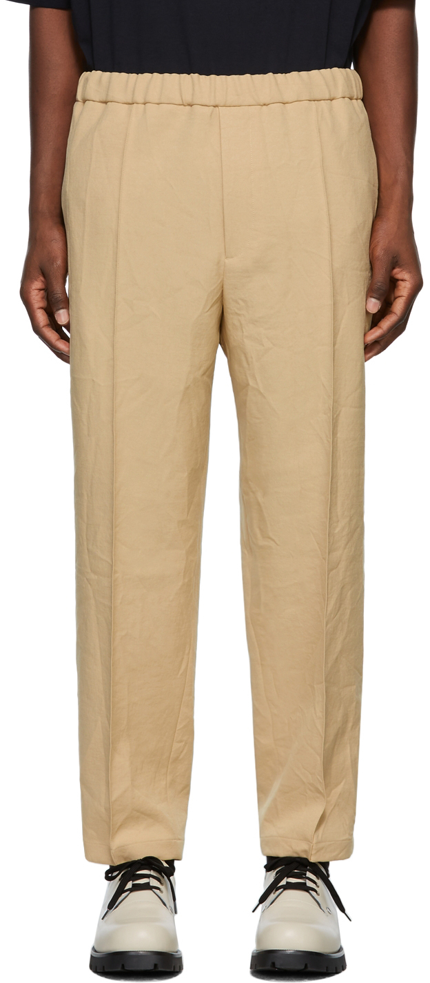 Jil Sander Tan Tech Hand Gabardine Trousers | Smart Closet