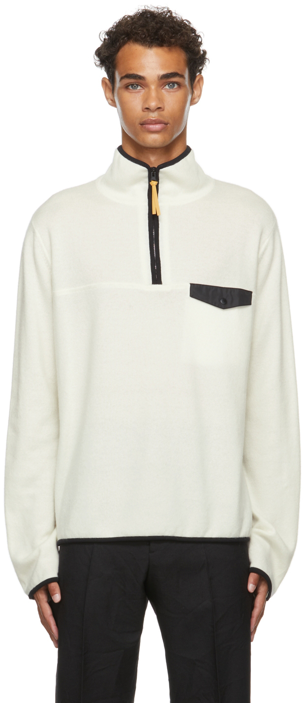 Jil Sander Ssense Exclusive Off-white Cashmere Zip-up In 105 Natural ...