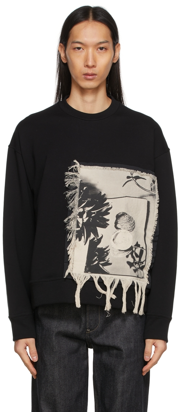 Jil Sander: Black Printed Patch Sweatshirt | SSENSE Canada