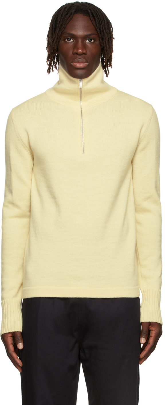 Jil Sander: Yellow Wool Half-Zip Sweater | SSENSE Canada